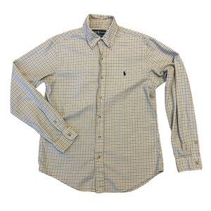 Polo Ralph Lauren Button Down Oxford Mens L Blue Black Checkered RRL Cotton Mens